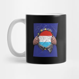 Luxembourg Flag European Union Flag Ripped Open - Gift for Luxembourgish From Luxembourg Mug